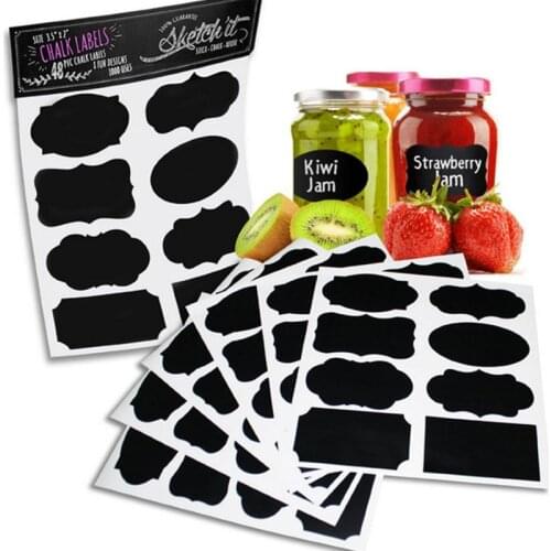 40/50/105pcs Blackboard Stickers Chalkboard Kitchen Spice Label Stickers Black Jars Bottles Tags Sticker Blackboard Labels