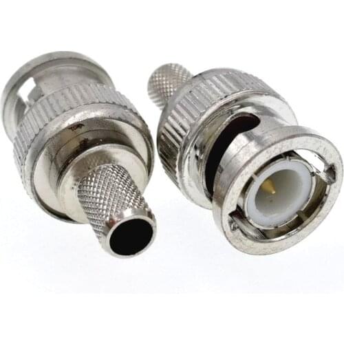 50PCS BNC Male Center Crimp RF Connector For RG-8X LMR240 LMR-240 Cable 50ohm