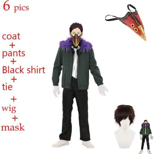 6PICS Hot My Hero Academia Boku No Hero Akademia Kai Chisaki Review Cosplay Costume Halloween Complete Set Outfit With Wig