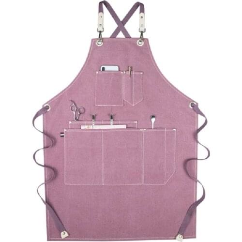 A028 Black Khaki Purple Green Canvas Apron Cafe Barista Bartender Restaurant Pastry Chef Uniform Florist Hairdresser Work Wear