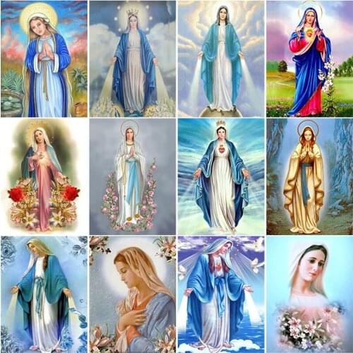 DIY Diamond Painting Religion Cross Stitch Mosaic Full Round Drill Diamond Embroidery Christmas Indoor Ornaments Handmade Gift