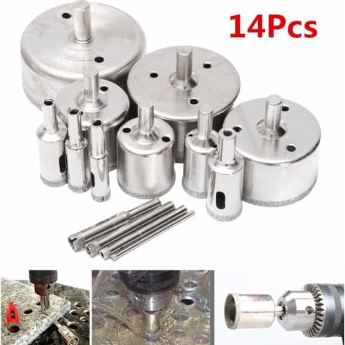 14 pieces/set 3-70mm diamond hole opener drill bit tool ceramic ceramic glass marble diamond hole opener drill bit