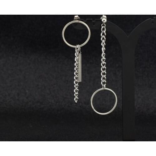 ONSTALL Idol practice students with the earrings Stainless steel asymmetric ring earrings simple earless ears niche harajuku Jew