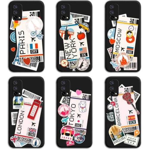 World Citiy Paris Moscow New York Travel Tickets Phone Case For OPPO Realme 6 Pro C3 5 Pro C2 RENO2-Z A11X XT