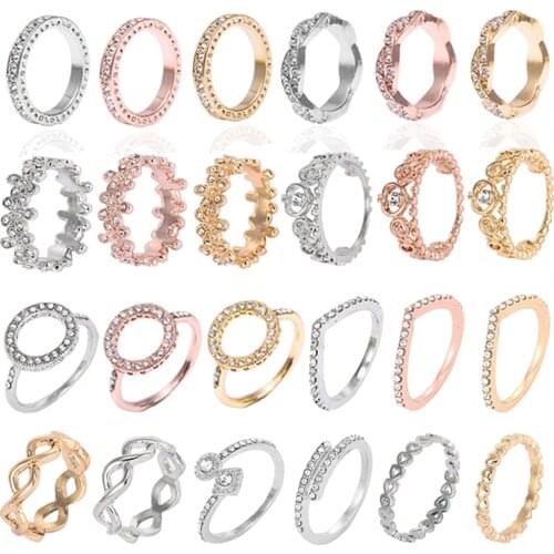 Boosbiy Silver Color Heart Crown Shaped Finger Ring for Women European Style Brand Fine Finger Rings Wedding Jewelry Gift