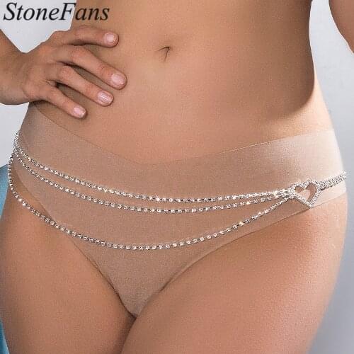 Stonefans Fashion Rhinestone Heart Waist Chain Belt Body Chain for Women Charming Multilayer Belly Waist Chain Jewelry Wholesale