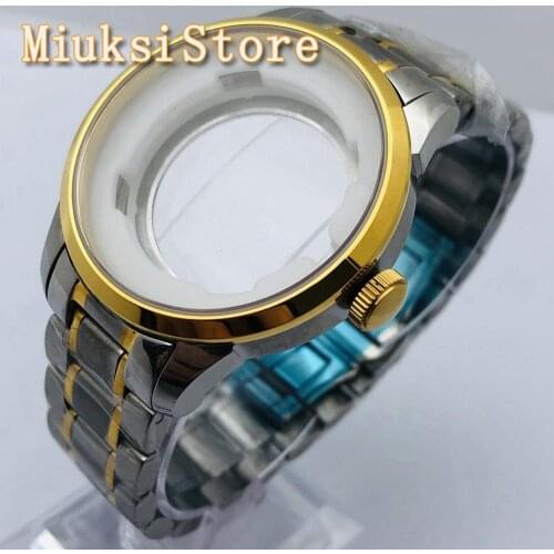 39mm silver gold case sapphire glass watch case fit ETA 2836 Miyota 8205 8215 821A Mingzhu DG2813 3804 Seagull ST1612 movement