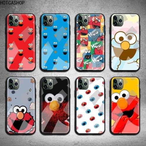 Kaw ELMO Cookie Couple Phone Case Tempered Glass For iPhone 12 pro max mini 11 Pro XR XS MAX 8 X 7 6S 6 Plus SE 2020 case