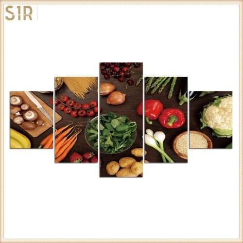 Food Restaurant Hotel Decoration Wall Art HD Five Poster Printing Oil Painting Home Mural Delicious Poster For Dining Room Decor