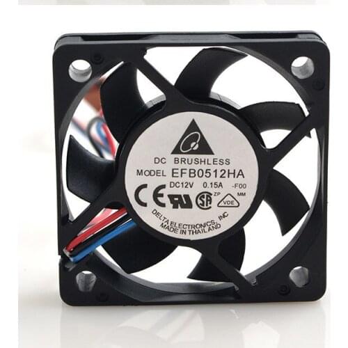 Delta EFB0512HA 5010 50x50x10mm 5cm DC 12V 0.15A 3-wire Ball Bearing Cooling Fan