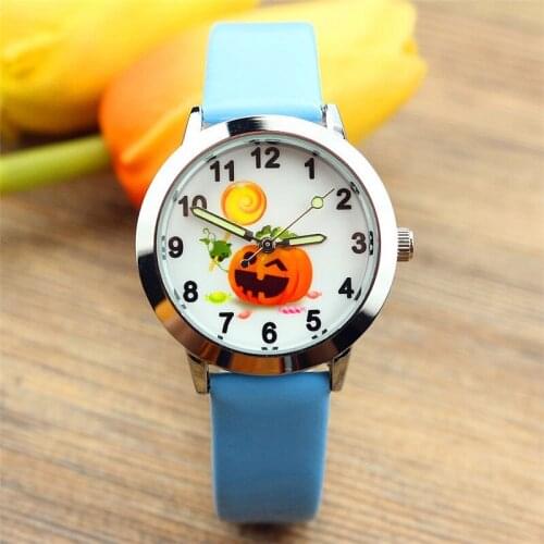 Children cartoon quartz watch loveliness Halloween lollipop pumpkin lantern luminous pointer watch