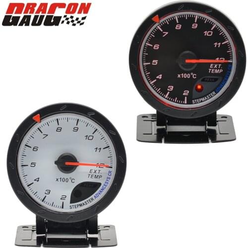 Dragon 60mm Stepper Motor Auto Car Ext Temp Gauge Exhaust Gas Temperature Meter With White And Red Light Free Shipping