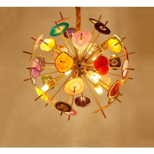 G9 led Postmodern Iron Agate Globe Multicolor Lustre Chandelier Lighting Suspension Luminaire Lampen For Dinning Room