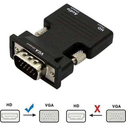 HDMI-compatible Female to VGA Male Converter 3.5mm Audio Cable Adapter 1080P FHD Video Output for PC Laptop TV Monitor Projector