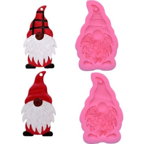 Santa Keychain Epoxy Resin Mold Christmas Pendant Silicone Mould DIY Crafts Tool T4MD