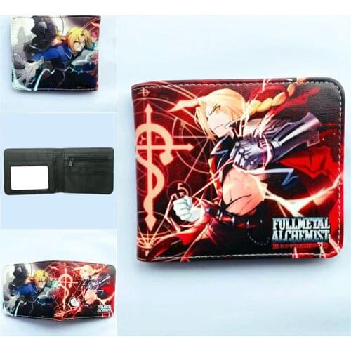 Anime Fullmetal Alchemist PU Wallet Bifold Coin Pocket Casual Short Photo Card Holder Layers Teenager Women Cartoon Purses