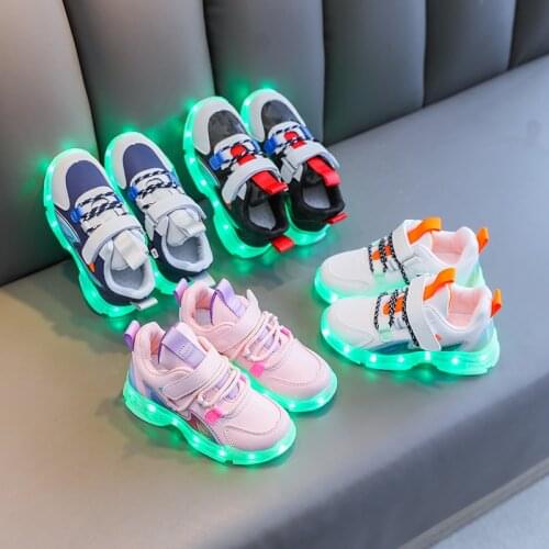 Boys' light shoes 2021 autumn and winter 3 and 6-year-old childrens light 4 5 7 boys' shoes waterproof 8 girls' colorful shoes