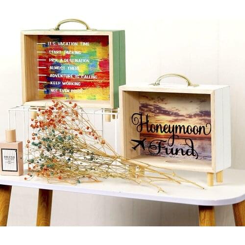 Furniture supplies ins creative wooden piggy bank literary and fresh bedroom decoration desktop ornaments sundries storage box