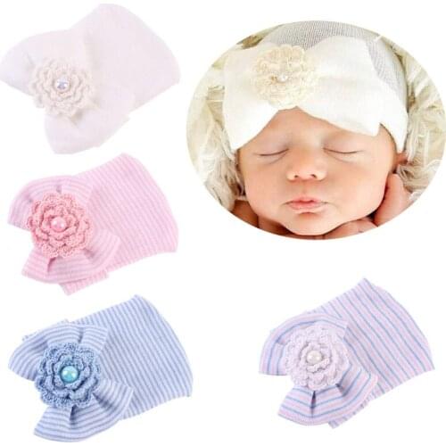 Cute Newborn Baby Beanie Hat Infant Toddler Girls Bow Flower Soft Hospital Cap