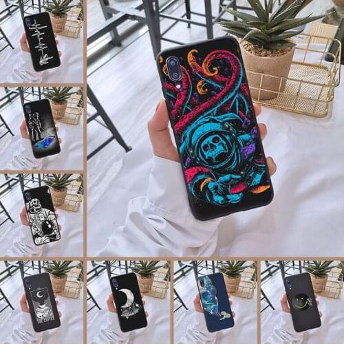 Soft Phone Case Silicone For Huawei Y9 Y7 Y6 Prime Pro 2019 Astronaut Space Star Skull Black Back Cover For Huawei Y7 Y6 Y5 2019