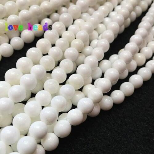 Natural White Tridacna Beads 6-12mm Buddha Prayer Round Loose Shell Beads for Jewelry Making DIY Bracelets Necklace 15inches