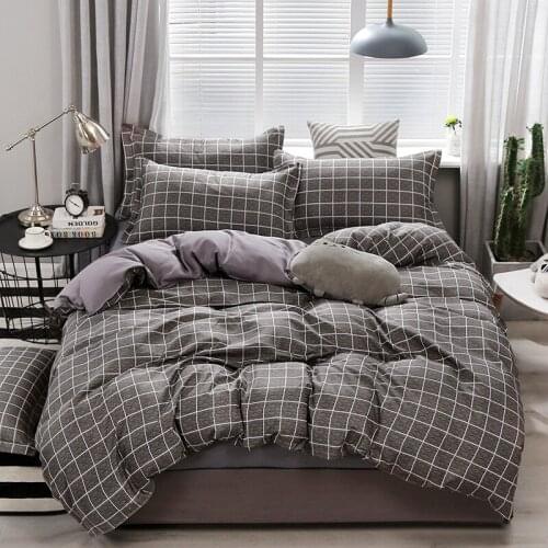 New Blank Stripe Bedding Sets 3/4Pcs Simple Duvet Cover With Pillowcase Twin Full Queen King Size Bed Sheet