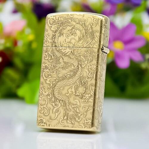 Zorro Kerosene Lighter Original Pure Copper Fine Carving Lucky Cloudy Dragon Z909 Business Gift Outside Tool