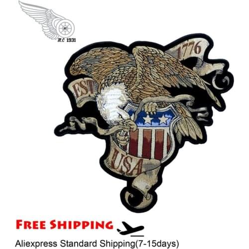 Patriotic Eagle American Flags Freedom Embroidery Motorcycle Jacket Biker Patch for Clothing DIY Customized Design Decoration