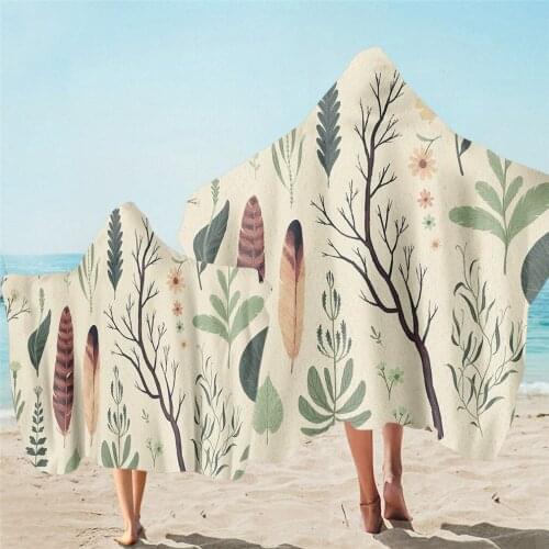 Wood Printed Microfiber Parent-child Bath Cloak Towel Quick Drying Absorbent Beach Hooded Poncho Towels Keep Warm Travel Blanket