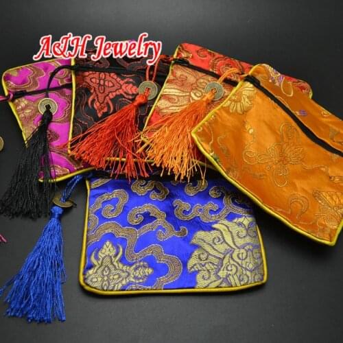 50pcs Mixed Color Gift Bags 10x11cm Jewelry Pouches Small Tassel Zipper Fashion Bracelet & Necklace Packing Bag