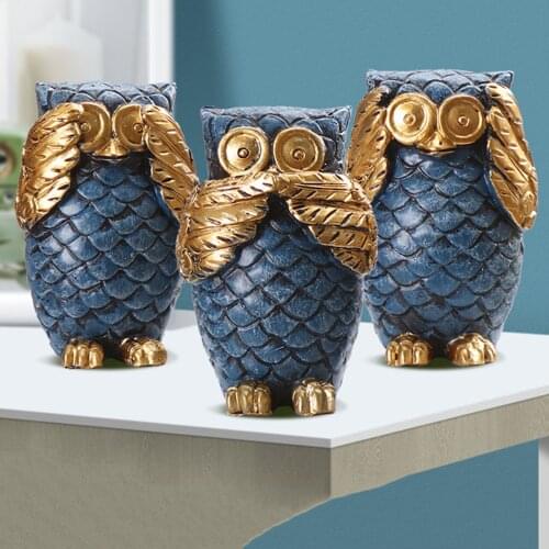 Resin Owl Figurines Living Room Bedroom Office Decoration, Book Shelf TV Stand Decor Accents Housewarming Gifts