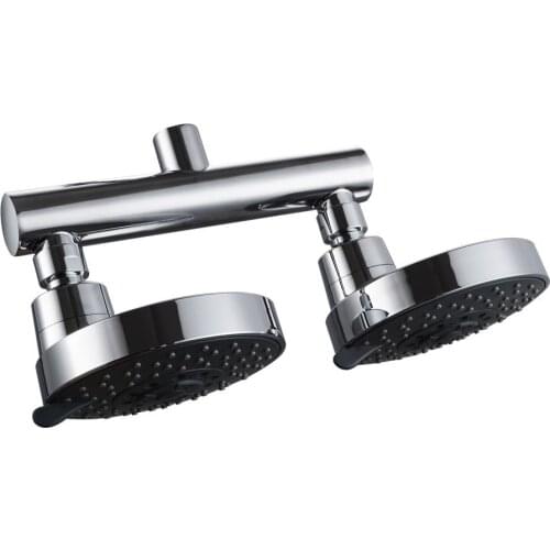 Polished Chrome Bathroom Shower Head Double Outlet Manifold with 5 Function shower head Sprayers Metal Swivel Ball Joint-6632