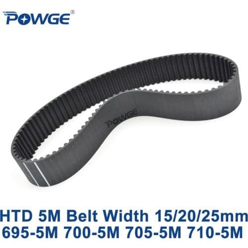 POWGE HTD 5M Timing belt C=695/700/710/715 width 15/20/25mm Teeth 139 140 142 143 HTD5M synchronous Belt 695-5M 700-5M 710-5M