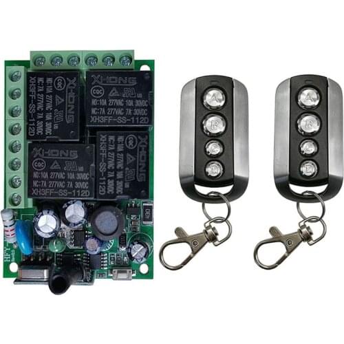 Remote Control 433Mhz 220V 4CH 10A rf Switch Relay Receiver and Transmitter for Garage Remote Control and Remote Light Switch
