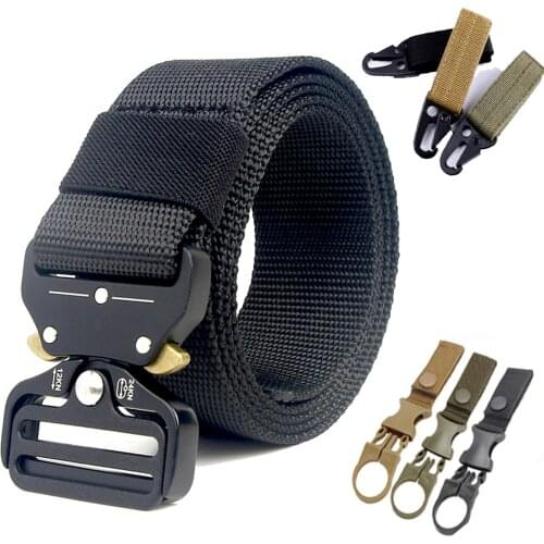 125cm 135cm Tactical Nylon Belt Army Military Metal Automatic Buckle Molle Belts Men Outdoor Airsoft Hunting Quality Waist Strap