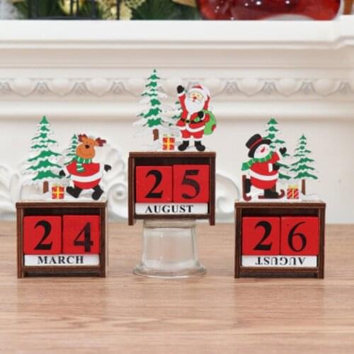 Christmas Holiday Home Office decoration Advent Countdown Calendar Wooden Santa Claus Snowman Reindeer Pattern Christmas gifts