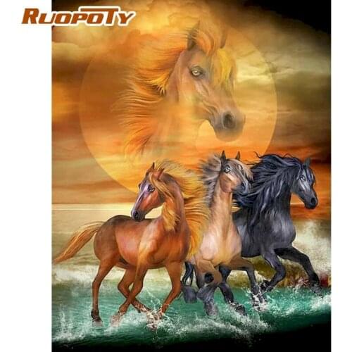 RUOPOTY Painting By Numbers Kits 60x75cm Frame Running Horse Oil Picture By Number Modern Home Wall Artcraft Home Decor