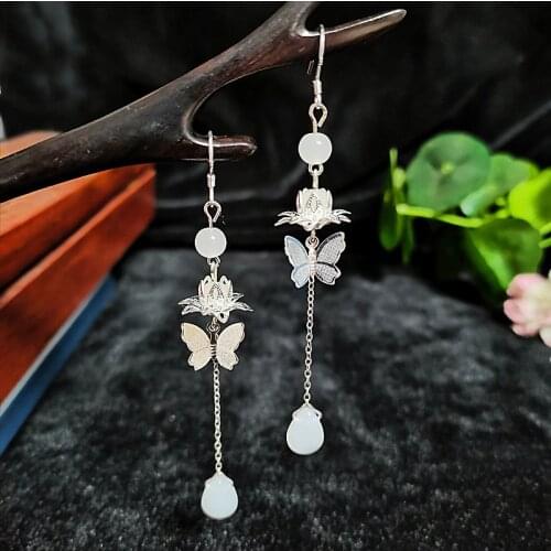 Tian Guan Ci Fu Hua Cheng Xie Lian Cosplay Silver Butterfly Ears Clips Earrings Women Men Student Take Photo Accessories As Gift