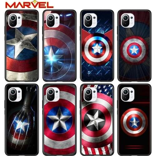 Shield captain america marvel for Xiaomi Mi 11 10T Note 10 Ultra 5G 9 9T SE 8 A3 A2 A1 6X Pro Play F1 Lite 5G Black Phone Case