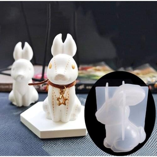 3D rabbit mirror silicone mold DIY resin, plaster, candlestick, soap, keychain, mobile phone chain and other accessories