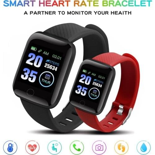 116Plus Smart Watch Color Screen Pedometer Heart Rate Sleep Monitoring Call Reminder Wristwatch Men Women Sports Wristband