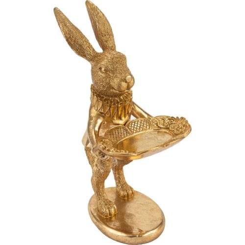 Rabbit Jewelry Dish Gold Rings Tray Home Decor Accent Animals Jewelry Display Organizer Holder Small Furnishings