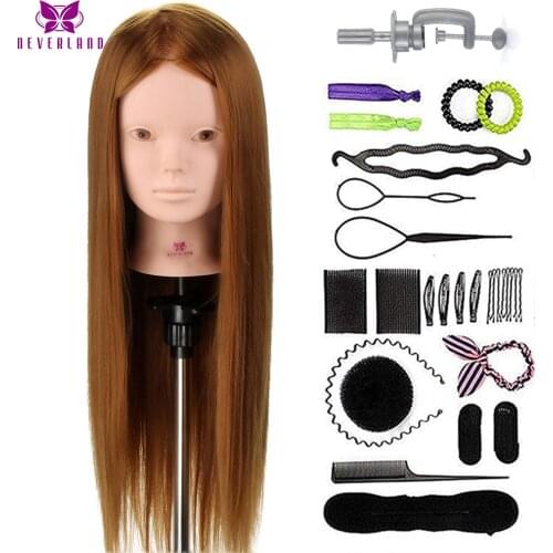Salon 24" 50% Real Human Hair Training Head Practice Bride Hairstyle Hairdressing Doll Mannequin Head For Makeup +Comb Braid Set