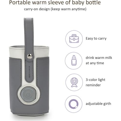 USB Baby Bottle Warmer Bag Portable Feeding Bottle Warmer Baby Thermostat Bag for Travelling Outdoor