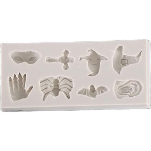 High Quality Spider Skull Halloween Witch Hat Ghost Chocolate Fondant Silicone Mold For Cake Decorating Tools H444