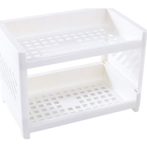 X7AB Double Layer Hollow Shelf Plastic Cosmetics Desktop Finishing Bathroom Accessories Organizer Storage Rack 2 Tier Shelf