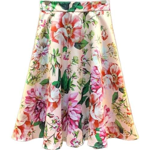Plus Size 3XS-10XL Fashion Runway Summer Slim Women Skirt Vintage Rose Flower Print Ruffles Vacation Casual Female Mini Skirts