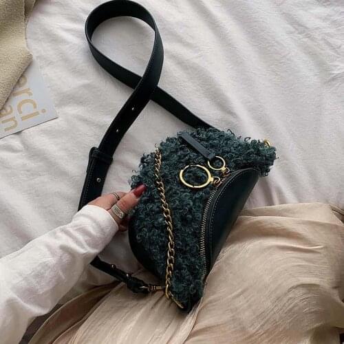 Winter Plush Crossbody Bags For Women 2020 MINI Cute Shoulder Messenger Bag Lady Chain Phone Handbags and Purses
