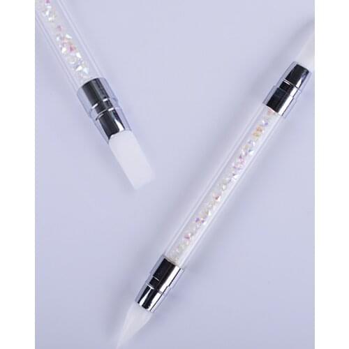 1pcs 2 Ways Silicone Nail Art Sculpture Pen Acrylic Liquid Powder 3D Image Carving DIY Brush Rhinestone Beads Dot Pick Up SAD003