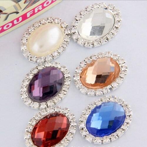 10 pcs Silver 2.5*2 cm Flatback Crystal Glass Rhinestones Applique Rhinestone Trim for Headwear Clothes Bags Sewing